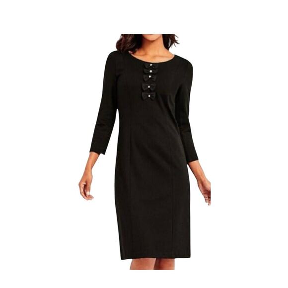 TALBOTS LIMITED EDITION Black Midi Dress Size 2 Office Professional Business - Picture 1 of 9